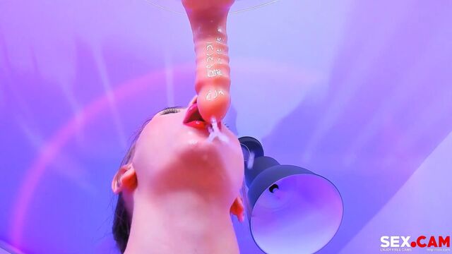 Gorgeous solo blowjob session with a cock-swallowing angel